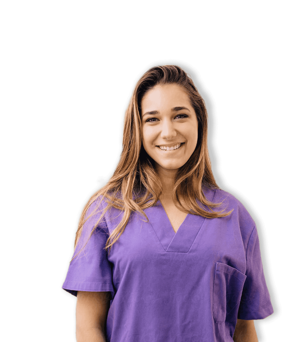 Ett fotografi av en leende sjuksköterska
